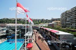 The Monaco swimming pool and pits. 25.05.2018. Formula 1 World Championship, Rd 6, Monaco Grand Prix, Monte Carlo, Monaco, Friday.