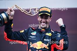 Race winner Daniel Ricciardo (AUS) Red Bull Racing celebrates on the podium. 27.05.2018. Formula 1 World Championship, Rd 6, Monaco Grand Prix, Monte Carlo, Monaco, Race Day.
