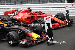 the cars of Daniel Ricciardo (AUS) Red Bull Racing RB14 and Sebastian Vettel (GER) Ferrari SF71H. 27.05.2018. Formula 1 World Championship, Rd 6, Monaco Grand Prix, Monte Carlo, Monaco, Race Day.
