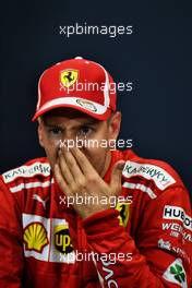 Sebastian Vettel (GER) Ferrari in the post race FIA Press Conference. 27.05.2018. Formula 1 World Championship, Rd 6, Monaco Grand Prix, Monte Carlo, Monaco, Race Day.