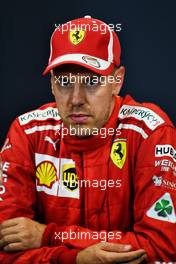 Sebastian Vettel (GER) Ferrari in the post race FIA Press Conference. 27.05.2018. Formula 1 World Championship, Rd 6, Monaco Grand Prix, Monte Carlo, Monaco, Race Day.