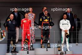 The podium (L to R): Sebastian Vettel (GER) Ferrari, second; Daniel Ricciardo (AUS) Red Bull Racing, race winner; Lewis Hamilton (GBR) Mercedes AMG F1, third. 27.05.2018. Formula 1 World Championship, Rd 6, Monaco Grand Prix, Monte Carlo, Monaco, Race Day.