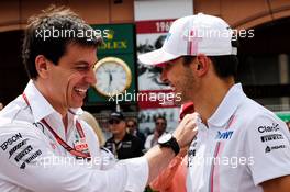 (L to R): Toto Wolff (GER) Mercedes AMG F1 Shareholder and Executive Director with Esteban Ocon (FRA) Sahara Force India F1 Team. 27.05.2018. Formula 1 World Championship, Rd 6, Monaco Grand Prix, Monte Carlo, Monaco, Race Day.