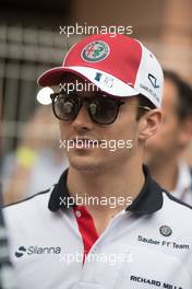Charles Leclerc (MON) Sauber F1 Team on the drivers parade. 27.05.2018. Formula 1 World Championship, Rd 6, Monaco Grand Prix, Monte Carlo, Monaco, Race Day.
