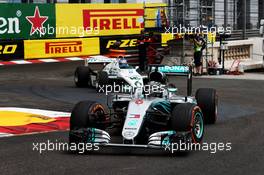 Nico Rosberg (GER) Mercedes AMG F1 W07 leads father Keke Rosberg (FIN) Williams FW08.  24.05.2018. Formula 1 World Championship, Rd 6, Monaco Grand Prix, Monte Carlo, Monaco, Practice Day.