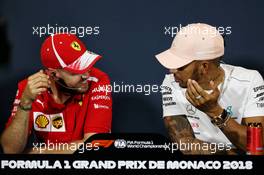 (L to R): Sebastian Vettel (GER) Ferrari and Lewis Hamilton (GBR) Mercedes AMG F1 in the FIA Press Conference. 23.05.2018. Formula 1 World Championship, Rd 6, Monaco Grand Prix, Monte Carlo, Monaco, Preparation Day.