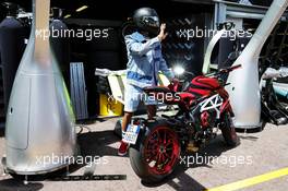 Lewis Hamilton (GBR) Mercedes AMG F1 with his MV Agusta F4 LH44. 23.05.2018. Formula 1 World Championship, Rd 6, Monaco Grand Prix, Monte Carlo, Monaco, Preparation Day.