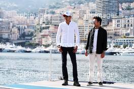 (L to R): Esteban Ocon (FRA) Sahara Force India F1 Team with team mate Sergio Perez (MEX) Sahara Force India F1 - Farah. 23.05.2018. Formula 1 World Championship, Rd 6, Monaco Grand Prix, Monte Carlo, Monaco, Preparation Day.