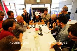 Esteban Ocon (FRA) Sahara Force India F1 Team with the media. 23.05.2018. Formula 1 World Championship, Rd 6, Monaco Grand Prix, Monte Carlo, Monaco, Preparation Day.