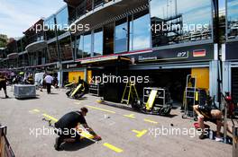 Renault Sport F1 Team pit garages. 23.05.2018. Formula 1 World Championship, Rd 6, Monaco Grand Prix, Monte Carlo, Monaco, Preparation Day.