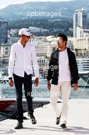 (L to R): Esteban Ocon (FRA) Sahara Force India F1 Team with team mate Sergio Perez (MEX) Sahara Force India F1 - Farah. 23.05.2018. Formula 1 World Championship, Rd 6, Monaco Grand Prix, Monte Carlo, Monaco, Preparation Day.