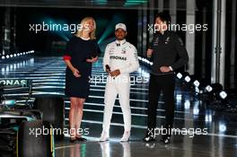 Lewis Hamilton (GBR) Mercedes AMG F1 with Toto Wolff (GER) Mercedes AMG F1 Shareholder and Executive Director. 22.02.2018. Mercedes AMG F1 W09 Launch, Silverstone, England.