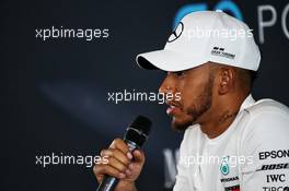 Lewis Hamilton (GBR) Mercedes AMG F1 with the media. 22.02.2018. Mercedes AMG F1 W09 Launch, Silverstone, England.