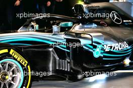 Mercedes AMG F1 W09 sidepod detail. 22.02.2018. Mercedes AMG F1 W09 Launch, Silverstone, England.