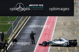 Valtteri Bottas (FIN) Mercedes AMG F1 W09 in the pits. 22.02.2018. Mercedes AMG F1 W09 Launch, Silverstone, England.