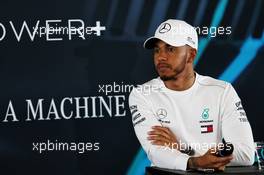 Lewis Hamilton (GBR) Mercedes AMG F1 with the media. 22.02.2018. Mercedes AMG F1 W09 Launch, Silverstone, England.