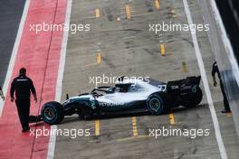 Valtteri Bottas (FIN) Mercedes AMG F1 W09 in the pits. 22.02.2018. Mercedes AMG F1 W09 Launch, Silverstone, England.