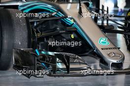 Mercedes AMG F1 W09 front wing detail. 22.02.2018. Mercedes AMG F1 W09 Launch, Silverstone, England.