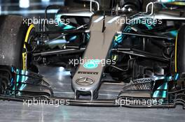 Mercedes AMG F1 W09 front wing detail. 22.02.2018. Mercedes AMG F1 W09 Launch, Silverstone, England.