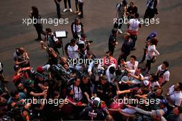 Sergio Perez (MEX) Racing Point Force India F1 Team with the media. 26.10.2018. Formula 1 World Championship, Rd 19, Mexican Grand Prix, Mexico City, Mexico, Practice Day.