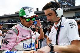 (L to R): Sergio Perez (MEX) Racing Point Force India F1 Team with Tim Wright (GBR) Racing Point Force India F1 Team Race Engineer on the grid. 28.10.2018. Formula 1 World Championship, Rd 19, Mexican Grand Prix, Mexico City, Mexico, Race Day.