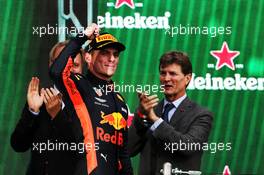 Race winner Max Verstappen (NLD) Red Bull Racing celebrates on the podium. 28.10.2018. Formula 1 World Championship, Rd 19, Mexican Grand Prix, Mexico City, Mexico, Race Day.