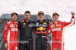 1st place Max Verstappen (NLD) Red Bull Racing RB14, 2nd place Sebastian Vettel (GER) Ferrari SF71H and 3rd place Kimi Raikkonen (FIN) Ferrari SF71H. 28.10.2018. Formula 1 World Championship, Rd 19, Mexican Grand Prix, Mexico City, Mexico, Race Day.
