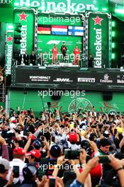 The podium (L to R): Sebastian Vettel (GER) Ferrari, second; Max Verstappen (NLD) Red Bull Racing, race winner; Kimi Raikkonen (FIN) Ferrari, third. 28.10.2018. Formula 1 World Championship, Rd 19, Mexican Grand Prix, Mexico City, Mexico, Race Day.