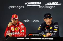 (L to R): Sebastian Vettel (GER) Ferrari and race winner Max Verstappen (NLD) Red Bull Racing in the post race FIA Press Conference. 28.10.2018. Formula 1 World Championship, Rd 19, Mexican Grand Prix, Mexico City, Mexico, Race Day.