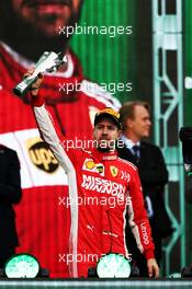 Sebastian Vettel (GER) Ferrari celebrates his second position on the podium. 28.10.2018. Formula 1 World Championship, Rd 19, Mexican Grand Prix, Mexico City, Mexico, Race Day.