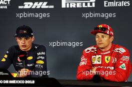 (L to R): Race winner Max Verstappen (NLD) Red Bull Racing and third placed Kimi Raikkonen (FIN) Ferrari in the post race FIA Press Conference. 28.10.2018. Formula 1 World Championship, Rd 19, Mexican Grand Prix, Mexico City, Mexico, Race Day.