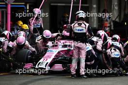 Sergio Perez (MEX) Racing Point Force India F1 VJM11 makes a pit stop. 28.10.2018. Formula 1 World Championship, Rd 19, Mexican Grand Prix, Mexico City, Mexico, Race Day.