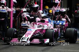 Sergio Perez (MEX) Racing Point Force India F1 VJM11 makes a pit stop. 28.10.2018. Formula 1 World Championship, Rd 19, Mexican Grand Prix, Mexico City, Mexico, Race Day.