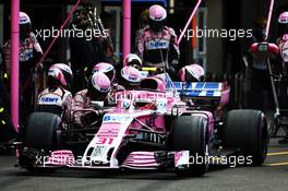 Esteban Ocon (FRA) Racing Point Force India F1 VJM11 makes a pit stop. 28.10.2018. Formula 1 World Championship, Rd 19, Mexican Grand Prix, Mexico City, Mexico, Race Day.