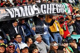 Sergio Perez (MEX) Racing Point Force India F1 Team fans in the grandstand. 27.10.2018. Formula 1 World Championship, Rd 19, Mexican Grand Prix, Mexico City, Mexico, Qualifying Day.