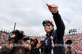 Sergio Perez (MEX) Racing Point Force India F1 Team on the drivers parade. 28.10.2018. Formula 1 World Championship, Rd 19, Mexican Grand Prix, Mexico City, Mexico, Race Day.