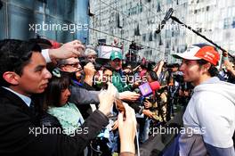 Sergio Perez (MEX) Racing Point Force India F1 Team with the media at an America Movil Charity Football Match. 24.10.2018. Formula 1 World Championship, Rd 19, Mexican Grand Prix, Mexico City, Mexico, Preparation Day.