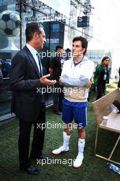 Sergio Perez (MEX) Racing Point Force India F1 Team with Carlos Slim Domit (MEX) Chairman of America Movil, at an America Movil Charity Football Match. 24.10.2018. Formula 1 World Championship, Rd 19, Mexican Grand Prix, Mexico City, Mexico, Preparation Day.