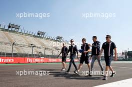 Esteban Ocon (FRA) Racing Point Force India F1 Team and Nicholas Latifi (CDN) Racing Point Force India F1 Team Development Driver walk the circuit with the team. 25.10.2018. Formula 1 World Championship, Rd 19, Mexican Grand Prix, Mexico City, Mexico, Preparation Day.