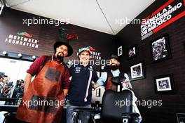 Sergio Perez (MEX) Racing Point Force India F1 Team visits the paddock barbers. 25.10.2018. Formula 1 World Championship, Rd 19, Mexican Grand Prix, Mexico City, Mexico, Preparation Day.