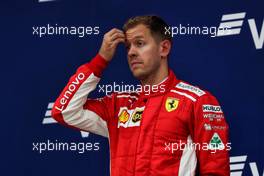 Sebastian Vettel (GER) Ferrari on the podium. 30.09.2018. Formula 1 World Championship, Rd 16, Russian Grand Prix, Sochi Autodrom, Sochi, Russia, Race Day.