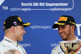 Lewis Hamilton (GBR) Mercedes AMG F1  and Valtteri Bottas (FIN) Mercedes AMG F1  30.09.2018. Formula 1 World Championship, Rd 16, Russian Grand Prix, Sochi Autodrom, Sochi, Russia, Race Day.