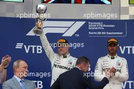 2nd place Valtteri Bottas (FIN) Mercedes AMG F1 and 1st place Lewis Hamilton (GBR) Mercedes AMG F1 W09. 30.09.2018. Formula 1 World Championship, Rd 16, Russian Grand Prix, Sochi Autodrom, Sochi, Russia, Race Day.