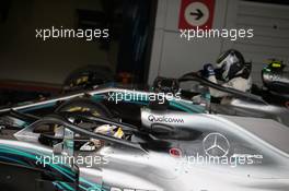 Lewis Hamilton (GBR) Mercedes AMG F1 W09 and Valtteri Bottas (FIN) Mercedes AMG F1. 30.09.2018. Formula 1 World Championship, Rd 16, Russian Grand Prix, Sochi Autodrom, Sochi, Russia, Race Day.
