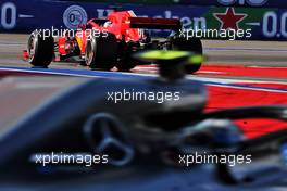 Sebastian Vettel (GER) Ferrari SF71H leads Valtteri Bottas (FIN) Mercedes AMG F1 W09. 29.09.2018. Formula 1 World Championship, Rd 16, Russian Grand Prix, Sochi Autodrom, Sochi, Russia, Qualifying Day.