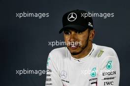 Lewis Hamilton (GBR) Mercedes AMG F1 in the post qualifying FIA Press Conference. 29.09.2018. Formula 1 World Championship, Rd 16, Russian Grand Prix, Sochi Autodrom, Sochi, Russia, Qualifying Day.
