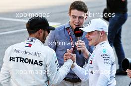 (L to R): Lewis Hamilton (GBR) Mercedes AMG F1 celebrates with team mate and pole sitter Valtteri Bottas (FIN) Mercedes AMG F1 in qualifying parc ferme. 29.09.2018. Formula 1 World Championship, Rd 16, Russian Grand Prix, Sochi Autodrom, Sochi, Russia, Qualifying Day.