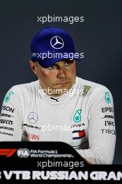 Valtteri Bottas (FIN) Mercedes AMG F1 in the post qualifying FIA Press Conference. 29.09.2018. Formula 1 World Championship, Rd 16, Russian Grand Prix, Sochi Autodrom, Sochi, Russia, Qualifying Day.