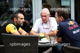 (L to R): Cyril Abiteboul (FRA) Renault Sport F1 Managing Director with Dr Helmut Marko (AUT) Red Bull Motorsport Consultant and Christian Horner (GBR) Red Bull Racing Team Principal. 30.09.2018. Formula 1 World Championship, Rd 16, Russian Grand Prix, Sochi Autodrom, Sochi, Russia, Race Day.