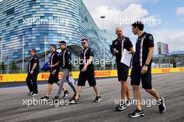 Esteban Ocon (FRA) Racing Point Force India F1 Team walks the circuit with the team. 27.09.2018. Formula 1 World Championship, Rd 16, Russian Grand Prix, Sochi Autodrom, Sochi, Russia, Preparation Day.